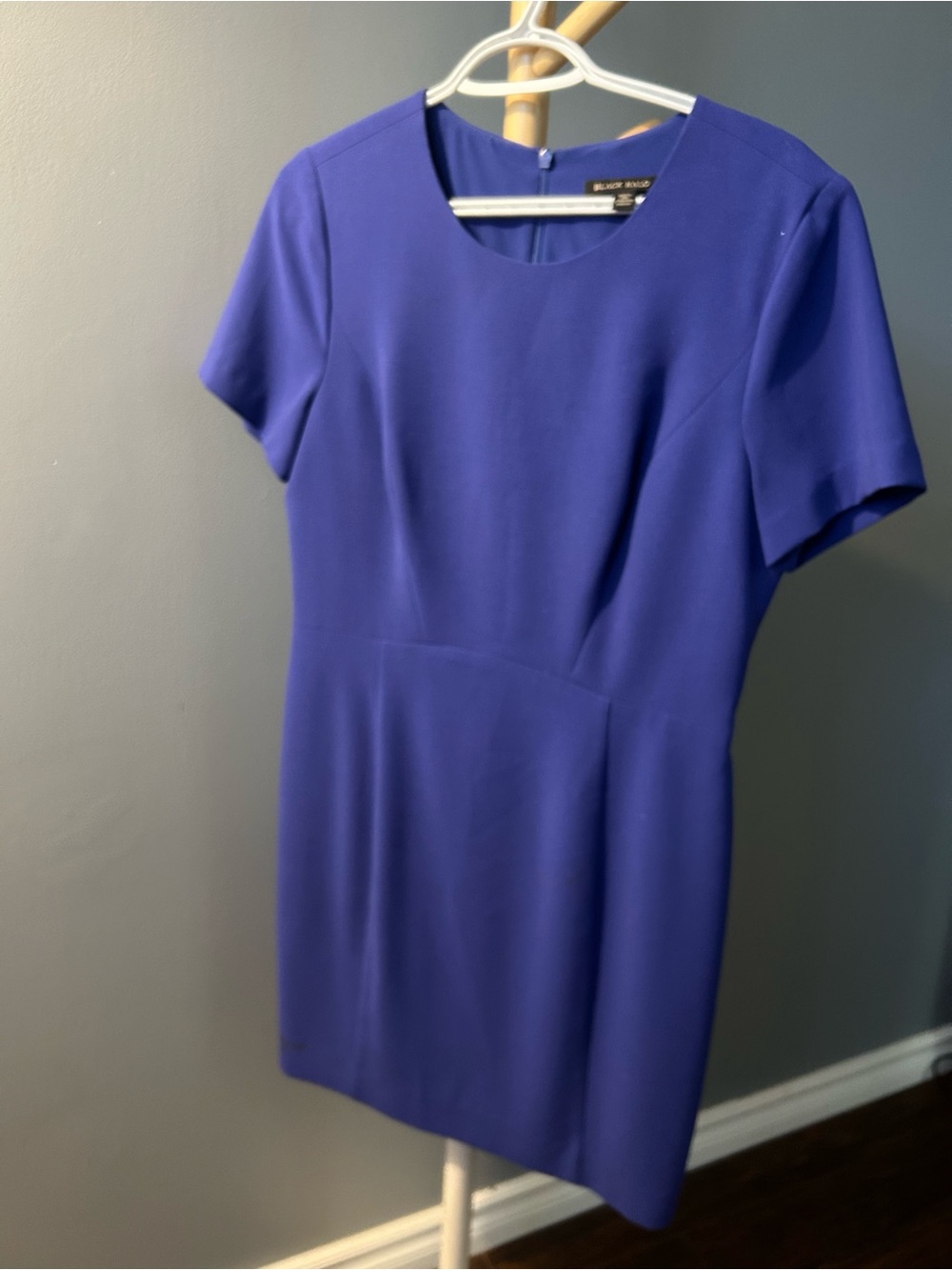 Black Halo Cobalt Blue Short Sleeve Sheath Dress